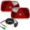 SPARKMOTO Kit Fanali Posteriori Rimorchio 13 Poli Con Cavo 4 m, Set Di Luci Rimorchio 13 Poli Con Kit Di Cablaggio Spina 13 Pin e Cavo Per Rimorchio Agricolo, Caravan, Camion