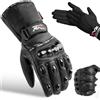 EVO Fitness Pelle Guanti Moto Uomo Donna Guanti Termici Invernali Resistenti E Impermeabili Con Guscio In Carbonio Guanti Da Moto Mito Protezioni Guanti Interni Termici Invernali GRATIS (Nero, M)