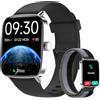 Yoever Smartwatch Uomo Donna, 1.85 Orologio Smartwatch con Chiamate e Notifiche WhatsApp, Fitness Tracker con Contapassi Sonno SpO2 Cardiofrequenzimetro, 110 Sportive, IP68 Smart Watch per Android iOS Nero
