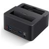 Wowfast Docking station USB 3.0 doppio alloggiamento per dischi rigidi/SSD SATA da 2,5/3,5 (fino a 2x16TB) con lettore di schede SD/microSD integrato. Supporta la clonazione offline, Plug & Play