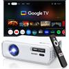 Aurzen Eazze D1G con Google TV proiettore 4k smart tv nativo videoproiettore da esterno Full HD 1080P con DoIby Audio, messa a fuoco automatica e Keystone mini wifi bluetooth video proiettore