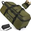 TAIHOYIN Borsone da Viaggio Pieghevole con Ruote Grande 85-100L Espandibile Borsa Sportiva Uomo Valigia con Ruote XL per Campeggio, Verde