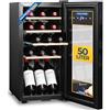 Sommertal Frigorifero per vino con porta in vetro WK50 - 15 bottiglie, regolabile 5 - 20 ° con serratura, illuminazione a LED, porta in vetro, touch screen, 4 ripiani in legno, silenzioso e a