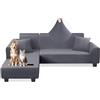 AOUHMN Copridivani con Penisola Destra/Sinistra, Copridivano 1-5 Posti Elasticizzato Impermeabile Antigraffio Gatto Universale Lavabile Rimovibile, Per Mobili Per Divano a L,Grigio 1,180×230cm