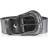 Angus Stoke Cintura western Garry in pelle di bufalo - Cintura da cowboy e rodeo fatta a mano per uomo e donna - Cintura vintage in pelle con fibbia in metallo, Nero , Bundweite 100 (50-52)