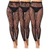 Jadive 3 Paia Collant a Rete senza Piede da Donna a Vita Alta Collant Gotici Neri Calzamaglie senza Dita (Stile Nuovo)