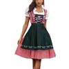 Generico Costume Oktoberfest Donna, 3 Pezzi: Vestito, Grembiule Bavarese, Abito Tradizionale Dirndl per Cameriera e Adulti
