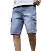 Generico Bermuda Uomo Jeans Estivi Cargo Larghi Elasticizzati Denim Shorts Casual Leggeri Pantaloncini Jeans Corti Baggy con Tasche Taglie Forti Elastici Pantaloni Corti da Lavoro in Denim Gamba Dritta
