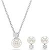 Swarovski Set Matrix, Crystal Pearl, Taglio Round, Bianco, Placcato rodio