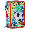 SJ GANG STYLE JAM GANG Astuccio Scuola 3 Zip, Blu, Portapenne Triplo Scomparto Completo Di Penne, Matite, Colori, Accessori Zaino, Scuole Elementari, Bambino