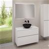 evineo ineo5 evo mobile La: 100 cm con 2 scomparti estraibili, lavabo ineo3 Ø 41,5 cm nero opaco, con specchio illuminato ineo,, BE0930BM+BE0958WM+BE0964WM+BEA011MI, ineo3; ineo5 evo [Mobili da Bagno > Set Mobili da Bagno]