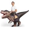 Spooktacular Creations Costume Gonfiabile T-Rex per Bambini, Divertenti Costumi Gonfiabili, Stampa Digitale, Costumi da Dinosauro Cavalcabile per Feste in Costume di Halloween, Marrone