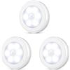 ORIA Luce Notturna Sensore Movimento, 3 Pezzi Luce Notturna a 6 LED, Accensione/Spegnimento Automatici, Luci LED a Batteria Ricaricabile con Striscia Magnetica Adesivo per Scale, Corridoi, Garage