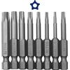 Yoicn Lth Set di 8 punte per cacciavite Torx magnetiche a 5 punti, testa di sicurezza Torx 6,35 mm, T8, T10, T15, T20, T25, T27, T30, T40, S2