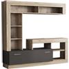 milani home - parete attrezzata porta tv soggiorno moderna di design 170x42x170 h