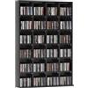 HOMCOM Contenitore per CD e DVD, contenitore multimediale con 24 scomparti, capacità massima 480 CD/312 DVD, libreria in legno con ripiani regolabili, 89 x 20 x 130,5 cm, nero