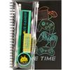 Idena 20186 - Taccuino A5 con set di scrittura, design da gioco, blocco note a spirale con 120 pagine a scacchiera, 80 g/m²