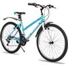 HILAND 24/26 pollici mountain bike, 21 velocità doppia V-freni MTB, verde/bianco mountain bike per gli adolescenti adulti uomini donne