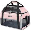 Lekespring Trasportino per Cani e Gatti, Espandibile Verso L'alto, Trasportino Gatto Pieghevole per Animale Domestico Taglia Piccola Fino a 7 kg, Portabile Borsa Cani per Auto Aereo o Treno, Rosa M