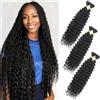 CAZSYSDD Deep Wave Bulk Hair for Braiding 18 inch No Weft Deep Wave Bundles Curly Braiding Hair Extensions for Boho Braids and Wavy Braiding Hair 2 Braids Per Pack (1B, 22inch (3pack)))