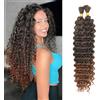 CAZSYSDD Deep Wave Bulk Hair for Braiding 18 inch No Weft Deep Wave Bundles Curly Braiding Hair Extensions for Boho Braids and Wavy Braiding Hair 2 Braids Per Pack (T30#, 22inch (1pack))
