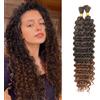 CAZSYSDD Deep Wave Bulk Hair for Braiding 18 inch No Weft Deep Wave Bundles Curly Braiding Hair Extensions for Boho Braids and Wavy Braiding 2 Braids Per Pack (T30#, 18inch (1pack))