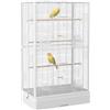 PawHut Gabbia per uccelli, voliera con porte, posatoi - Gabbia per canarini pappagalli - 61 x 36,5 x 98 cm - Bianco