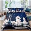 Loussiesd Flying Chess Copripiumino Testa di Cavallo Internazionale Scacchi Da Letto Set Geometrica A Righe Copripiumino Morbido Moda Scacchiera Gioco Copriletto Singola Cerniera