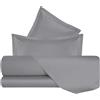 Mahome Completo Letto Matrimoniale in Raso 100% Puro Cotone Pregiato 60/60 Fili 300TC - Set Lenzuola Satin Lussuose e Setose Tinta Unita Artigianali Made in Italy (Grigio)