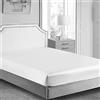 Juwenin Home Lenzuolo con angoli in raso setoso, classico, lussuoso, morbido come la seta, in tinta unita (bianco, singolo, 90 x 190 + 30 cm)