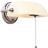 FIRVRE Bianco Lampada da Parete Banchieri in Vetro Applique da Parete Vintage Lampada a Muro a Catena in Metallo Retrò in Finitura Bronzo per Lampada Soggiorno Camera da Letto