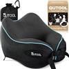 Qutool Cuscino Cervicale da Viaggio in Schiuma Memory - Regolabile Cuscino Collo Viaggio con Supporto, Copertura Lavabile e Borsa per il Trasporto, Perfetto per Aereo, Auto, Treno e Ufficio - Nero,Regolare