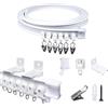 FOGAWA 2.5m Binario per Tende a Parete con 20 Clips in Ferro,Flessibile,Curvo, Binario PVC Montato Lateralmente, Sistemi di Scorrevole Binario Tende da Doccia, Divisori per Ambienti, per Camper,Bianco