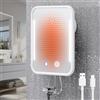 Gospire Specchio da doccia riscaldato, anti-appannamento, per radersi con luce, batteria ricaricabile da 5000 mAh, ventosa rimovibile e supporto per rasoio da parete, senza foratura, rimovibile