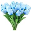 GIUSOBG Tulipani Artificiali 15 Pcs Fiori Artificiali Finti 34cm Tulipani in lattice Fiori Finti di Realistici Bouquet di Fiori finti per Casa per Matrimoni,Giardino (Blu lago)