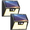 kolpop Luce Solare LED Esterno【2 Pezzi/Bianco caldo】 Faretti Solari a Led da Esterno con Sensore di Movimento, Luci Solari Esterno IP65 Impermeabile Lampada Solare da Esterno per Parete