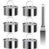 Liuliushun 6 Pz Coppapasta Tondi Ø 7,5 cm/Altezza 4 cm, Stampi Coppa Pasta di Acciaio Inox, Anello per Torte, Anelli per Torta Rotondo, Anelli per Torte Dessert Mousse DIY, con Sollevatore, 1 Spatola per Torte
