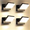 ledmo 4 Pezzi 60W Applique da Parete Esterno/Interno 360° Lampade da Esterno Regolabile Applique Esterni per Terrazza Corridoio Giardini Nero 126 LEDs 5000 Lumen Bianco Caldo 3000K IP65