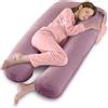 Vikcvcsc Cuscino Gravidanza - Cuscino Gravidanza e Allattamento Forma di U per Dormire - Cuscino per Allattamento e Gravidanza con Federa in Velluto Sfoderabile e Lavabile - Rosa