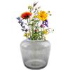 Point-Virgule - Vaso decorativo, decorazione per la casa, vaso per fiori in vetro, grigio, 20x18 cm