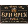 SUPERDANT Segno di Latta per Bar Vintage Cartello in Metallo Poster Decorazioni per Pittura Targhe in Metallo Decorazioni per Seminterrato Vintage Bar Apri Il Mio Posto Felice Bei Momenti Buoni Amici