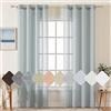 MIULEE Tende Lino Trasparenti Blu Grigio con Occhielli, 2 Pannelli 140L x 260A cm - Tende Soggiorno & Camera da Letto Filtranti Luce per Interni