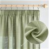 Woaboy Tende per Interni Lino con Fettuccia Tende Moderne Traslucido Decorative per Soggiorno Camera da Letto Finestra 2 Pezzi 140x280cm Verde