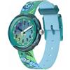 Flik Flak Orologio per bambini, motivo camaleonte, colore turchese, quadrante analogico, verde e blu, infantile