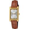 Casio LTP-1234GLL-7A Orologio da donna rettangolare standard classico tono oro cinturino in pelle quadrante argento, Blu, classico