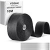 vsshe Fascia di Protezione dal Calore, 10m*5cm Bende Termiche Moto, Protezione Calore Nastro, Nastro Termico Isolante per Moto con 10 Fascette Metalliche, per Tubo Scarico Motos e Auto, Nero