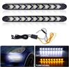 Biqing 2PCS 12V Luce di Marcia Diurna a LED, 9 LED Arrow Indicatore di Direzione a Fusso Luminoso Dual-Color Ambra White Car LED Strip Lights Faro DRL (25cm）