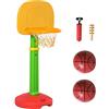 HOMCOM Canestro da basket per bambini, con altezza regolabile, 2 palline e gonfiatore, per bambini + 3 anni, giocattoli sportivi per interni ed esterni, 52,5 x 44 x 120 - 160 cm, multicolore