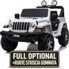 TOYSCAR Macchina Elettrica Per Bambini Jeep Wrangler Rubicon Full Optional Auto Elettrica Per Bambini Telecomandata 2 posti Sedile In Pelle Porte Apribili Doppio Motore Elettrico 12V TOYSCAR bianca