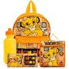 Disney Zaino per la scuola per bambini con motivo Re Leone, 4 pezzi, include borsa per il pranzo, bottiglia d'acqua, astuccio, zaino per ragazzi e ragazze con tasca a marsupio, set per il rientro a
